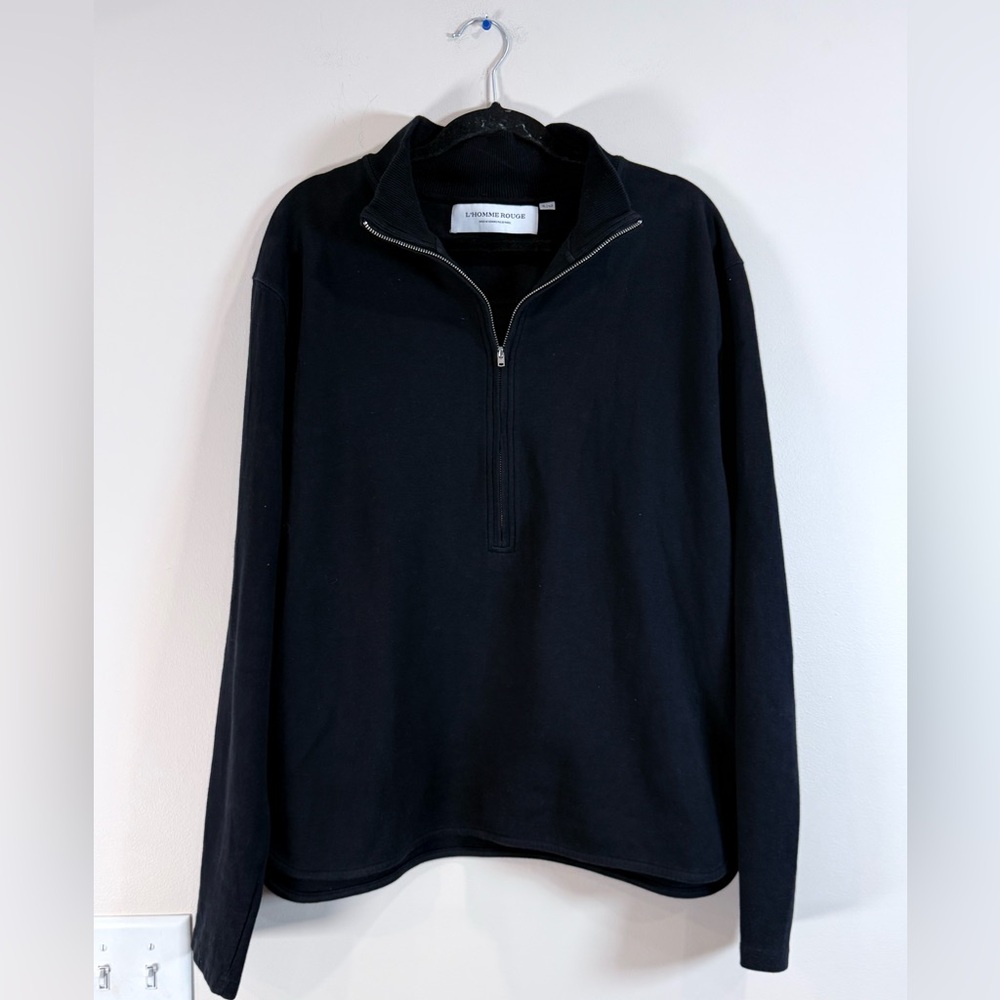 🔥L’ HOMME ROUGE Black Half-Zip Men's Sweater Size XL NWOT🔥